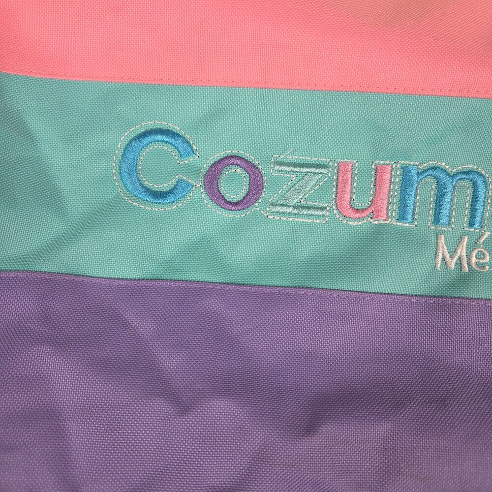 🌼Cozumel Mexico Tote Bag Stripe Rope Handles Zippered attached Coin Purse - Picture 8 of 15